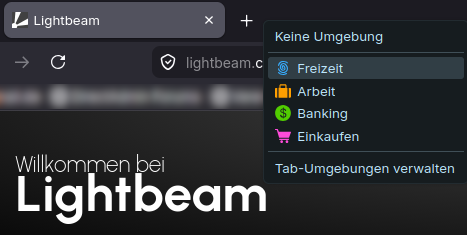 Kontextmenü, das verfügbare Container auflistet
