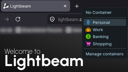 Context menu showing available containers